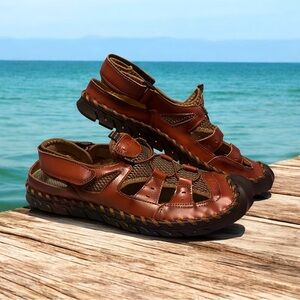 Men's Tan Leather Outdoor Sandals